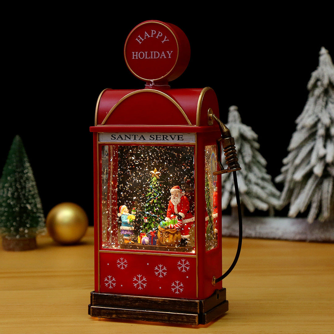 Nostalgic Christmas lantern with moving snowman scene