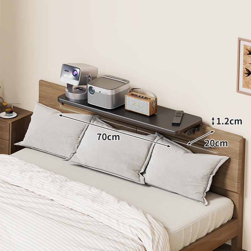 Headboard-Mounted Floating Bedside Shelf for Projectors and Devices