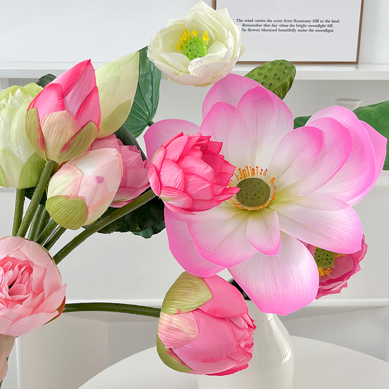 Elegant Faux Lotus Flower Stem