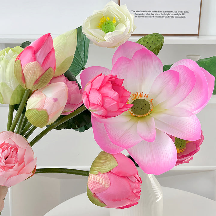 Elegant Faux Lotus Flower Stem