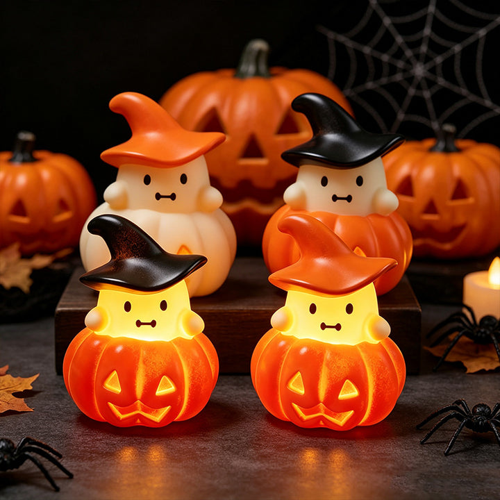 Halloween Pumpkin Witch Hat LED Night Light Set