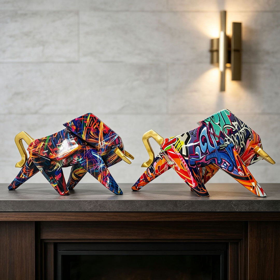Colorful lion figure made of high-quality resin