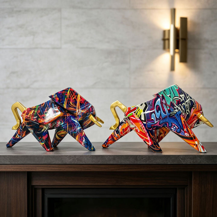 Colorful lion figure made of high-quality resin