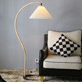 Curved wooden floor lamp