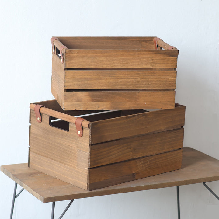 Elegant storage basket made of solid wood