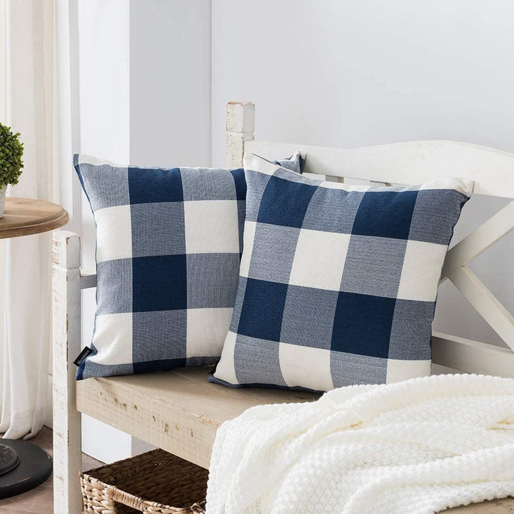 Buffalo Check Cotton Canvas Square Throw Pillow Covers Set