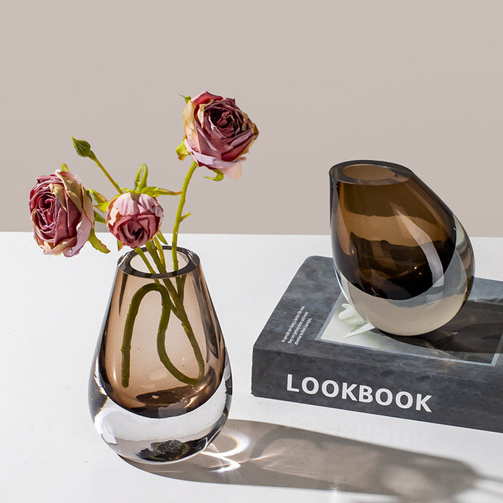 Hand-Blown Teardrop Weighted Glass Bud Vase