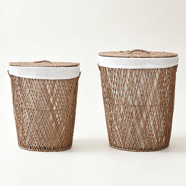Decorative laundry basket with lid