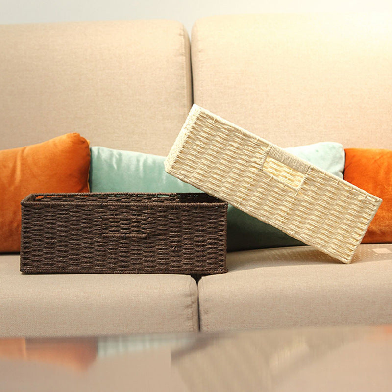 Fabric-Lined Woven Storage Basket