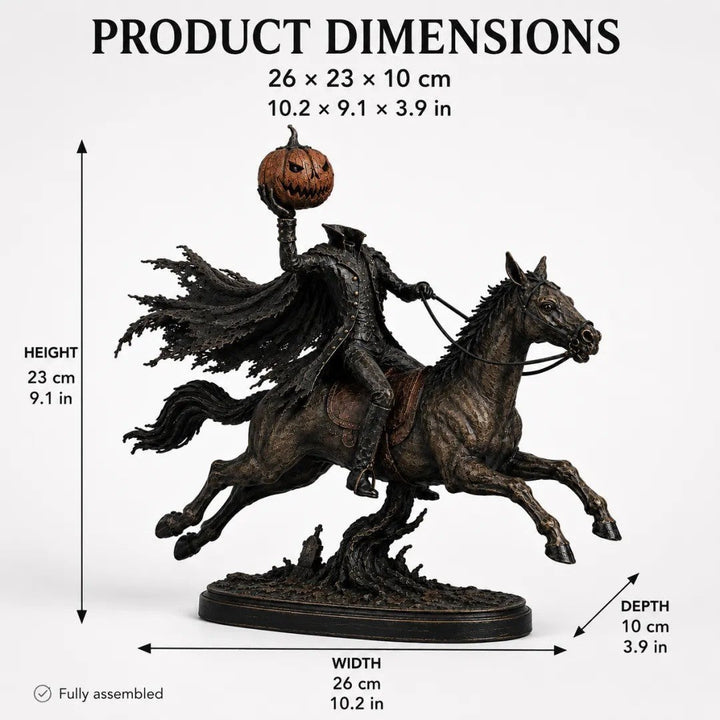 Decorative Halloween figure on horse with pumpkin