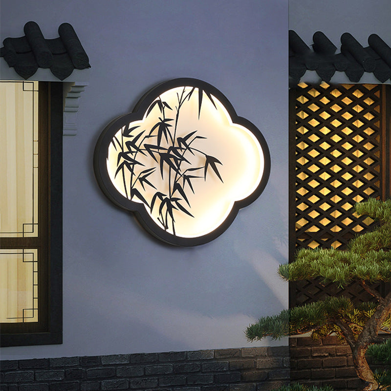 Decorative cloud-shaped LED wall lamp with bamboo silhouette