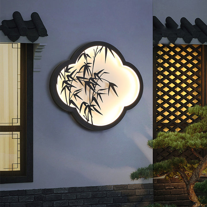 Decorative cloud-shaped LED wall lamp with bamboo silhouette