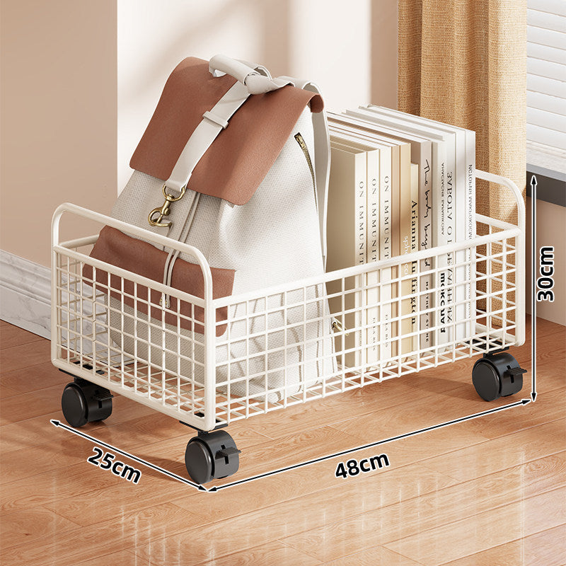 Two-Tier Metal Mesh Desktop Bookshelf Organizer with Open Grid Panels and Anti-Slip Base