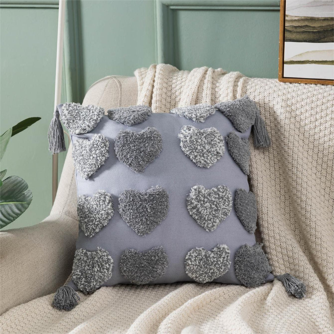 Textured Decorative Pillow with Tassels