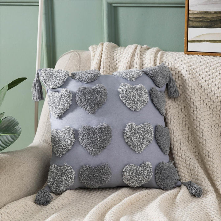 Textured Decorative Pillow with Tassels