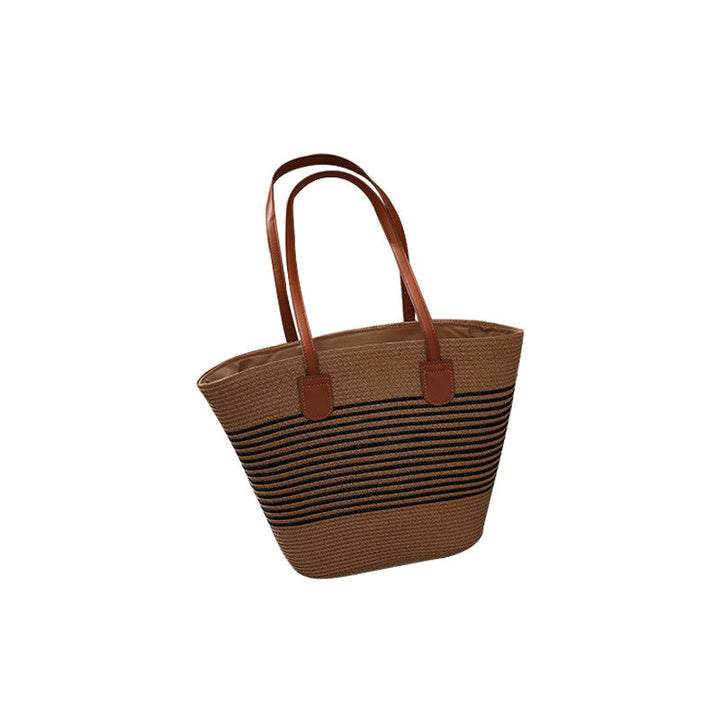 Basket bag with leather handles