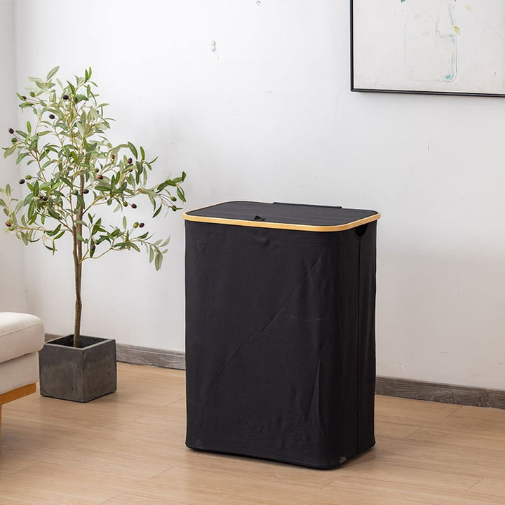High-quality laundry container with practical and modern bamboo lid