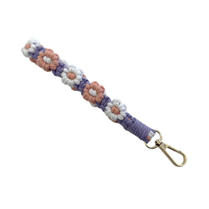 Floral Macrame Keychain Strap
