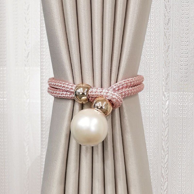 Elegant curtain tieback with decorative pearl