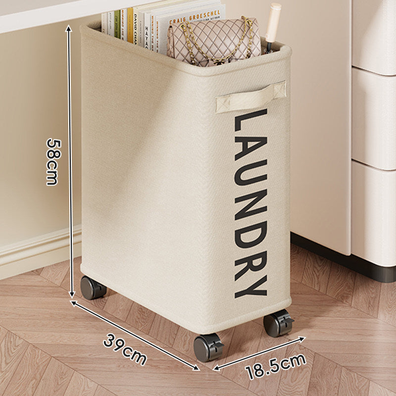 Double-Compartment Tall Rolling Fabric Laundry Hamper with Removable Liner and Smooth Casters