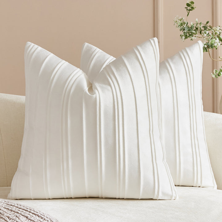 Velvet Pintuck Pleated Square Throw Pillow Cover