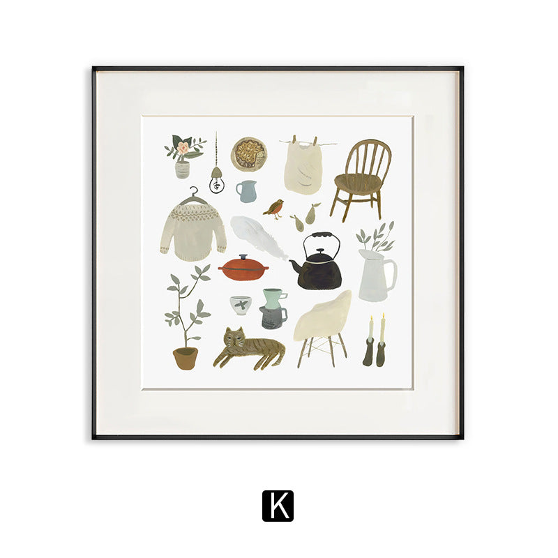 Framed Animal Illustration Artwork