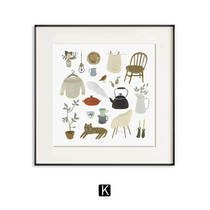 Framed Animal Illustration Artwork