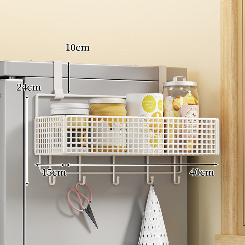 Over-Door Two Tier Metal Mesh Hanging Kitchen Storage Basket Organizer with Hooks
