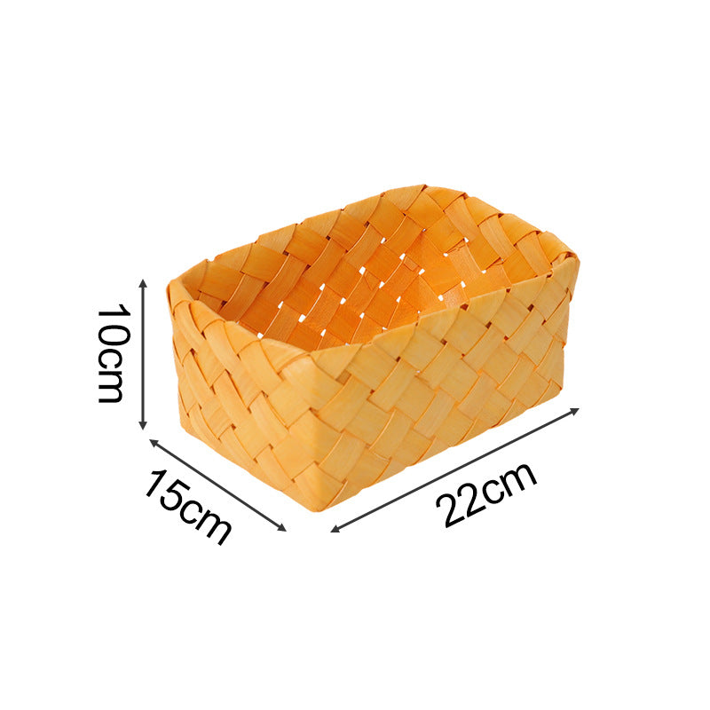 Rectangular storage basket made of woven natural material