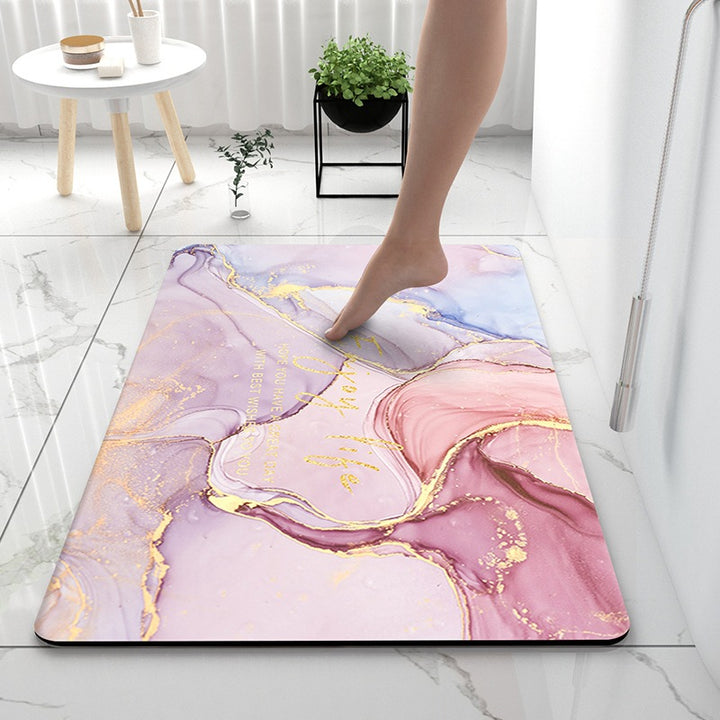 Soft Print Abstract Marble Bath Mat