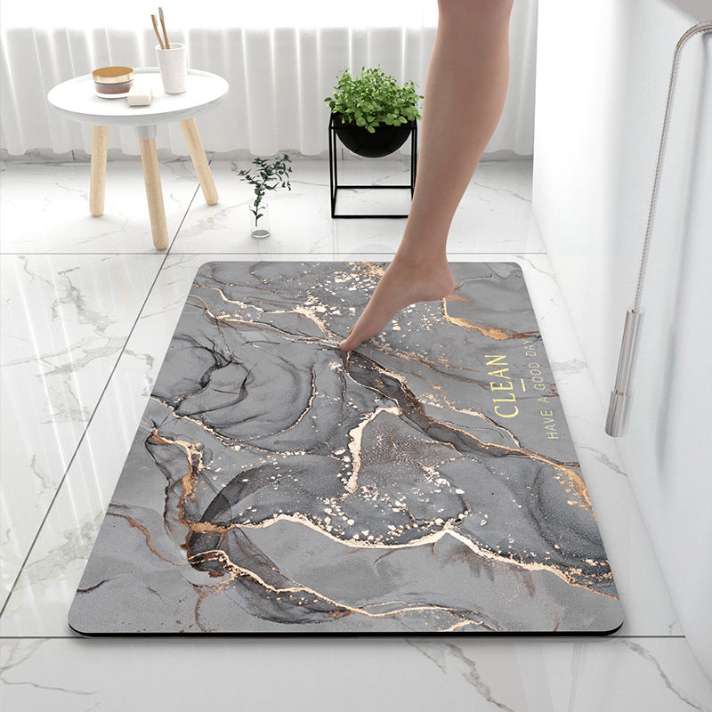 Soft Print Abstract Marble Bath Mat
