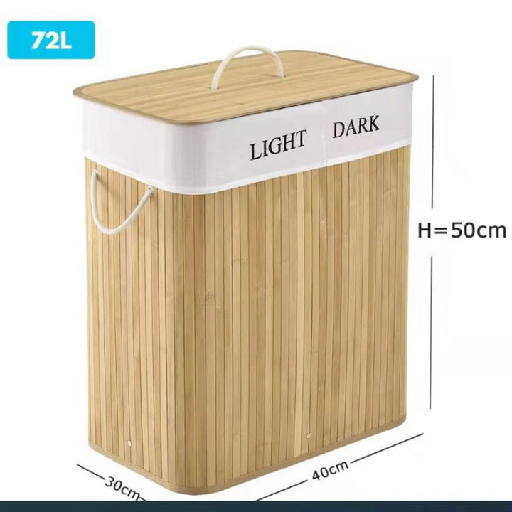 Elegant Laundry Basket Made of Bamboo with Practical Lid