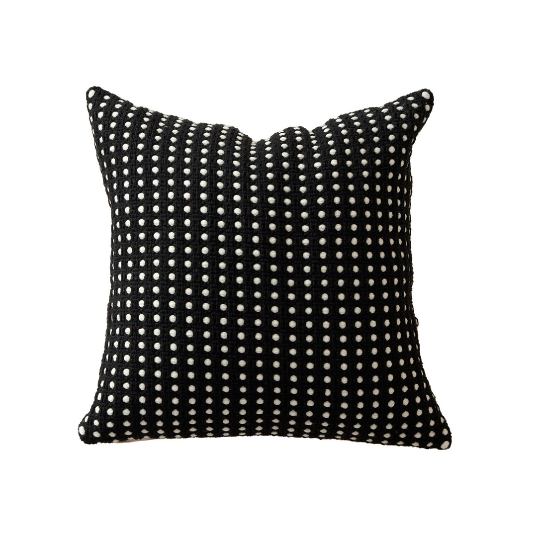 Hand-tufted square decorative cushion cover with floral chenille appliqué