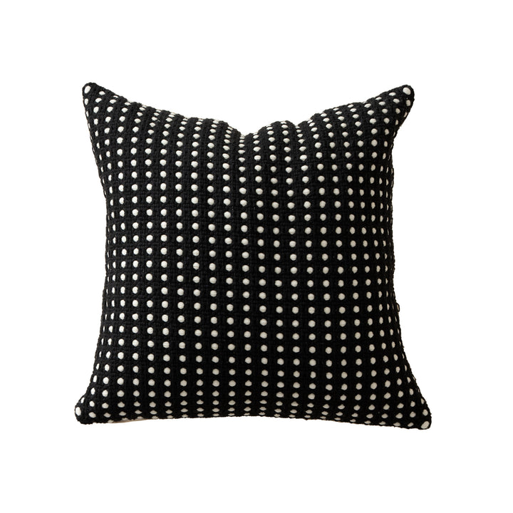 Hand-tufted square decorative cushion cover with floral chenille appliqué