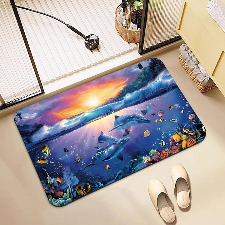 Dolphin-Themed Decorative Bath Mat
