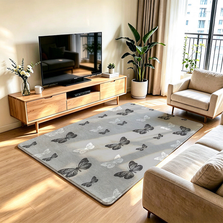 Elegant Butterfly Print Area Rug