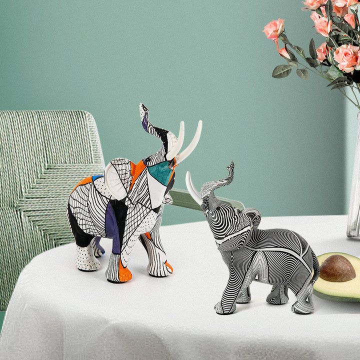 Creative elephant figurine with colorful design