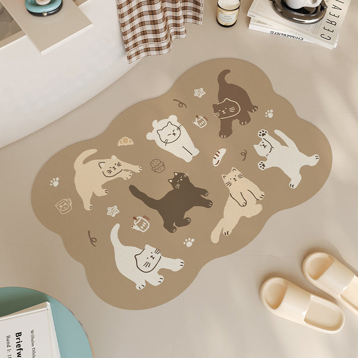 Playful Cat-Themed Bath Mat