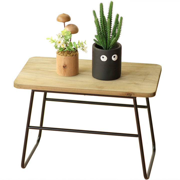 Modern wooden stool with metal frame