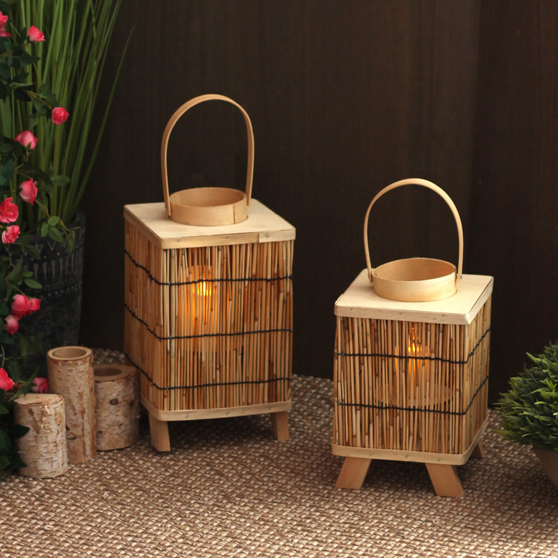 Stylish lantern made of natural materials