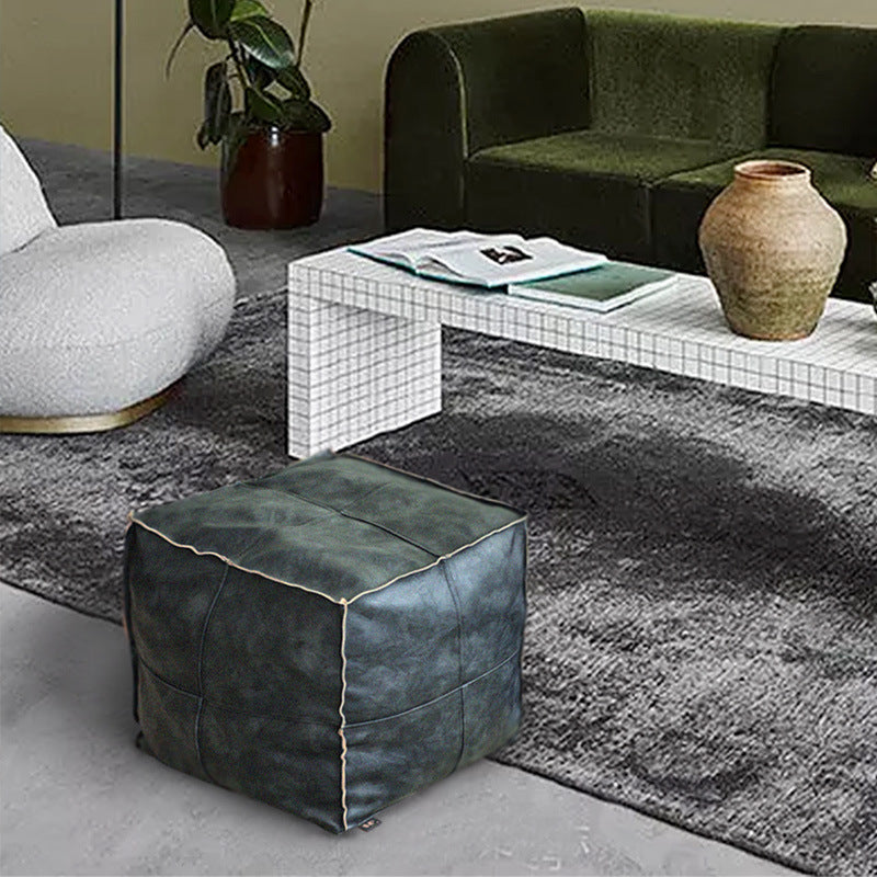 Faux Leather Upholstered Floor Pouf