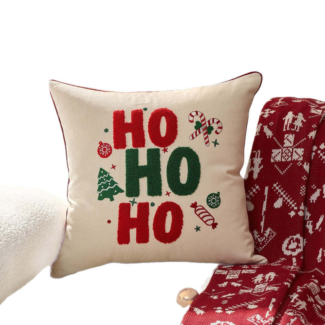 Festive Tufted Chenille Merry Christmas Lumbar Throw Pillow
