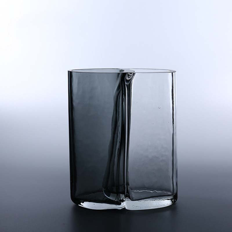 Hand-Blown Organic Split-Form Sculptural Glass Vase