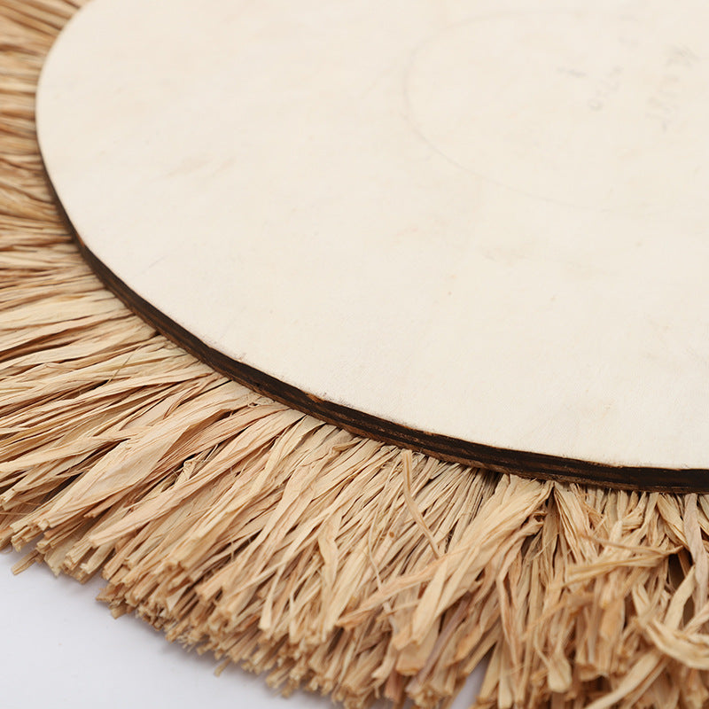 Decorative wall mirror with natural rattan frame