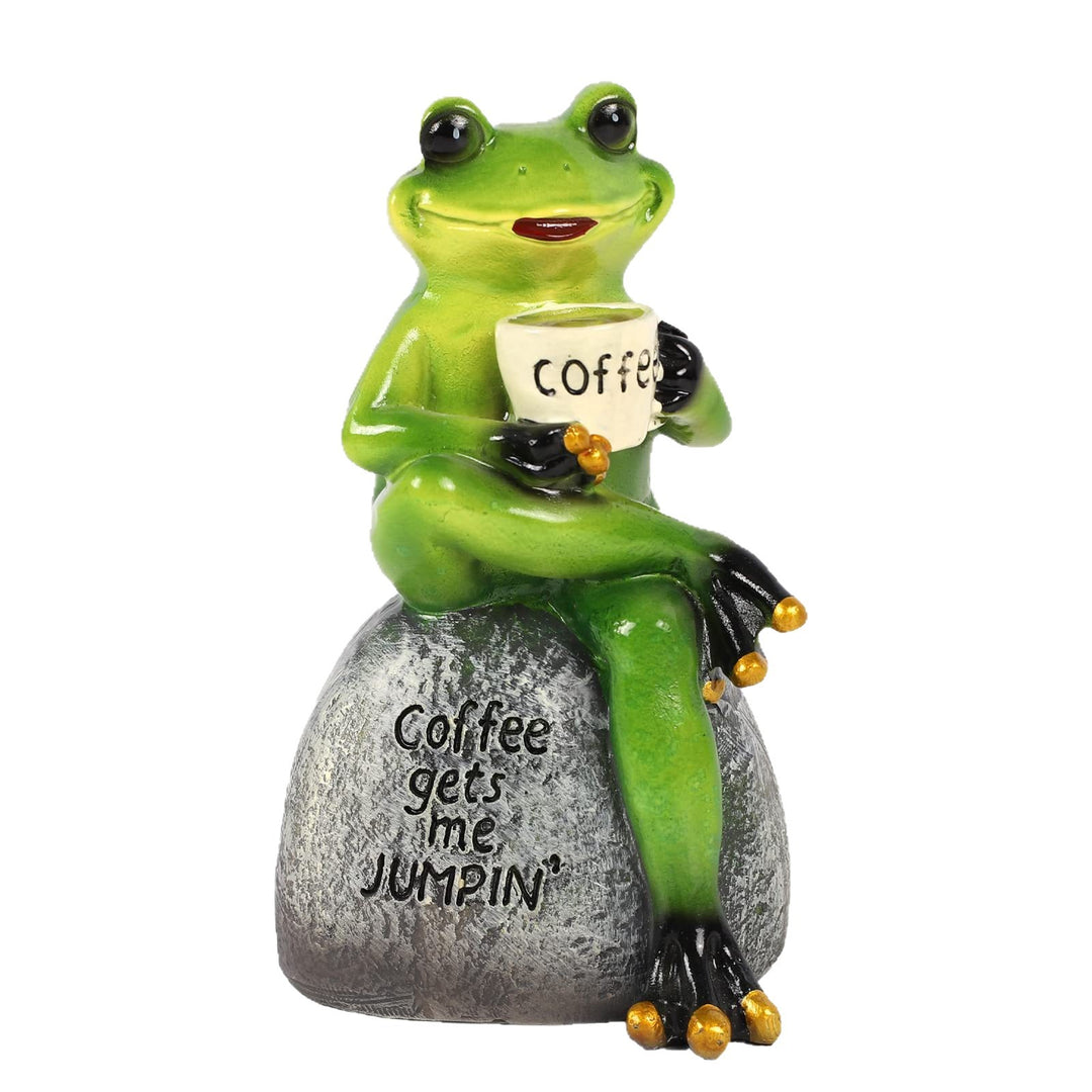 Coffee-Themed Frog Figurine