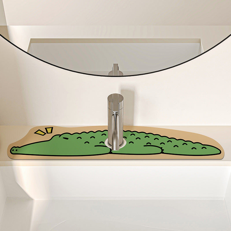 Decorative Silicone Faucet Sink Protector Mat with Dog-Shaped Counter Splash Guard
