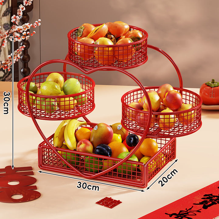 Heart Shaped Three Tier Metal Fruit Basket Organizer