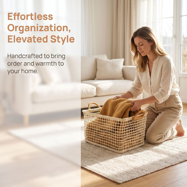 Practical storage basket with braided design