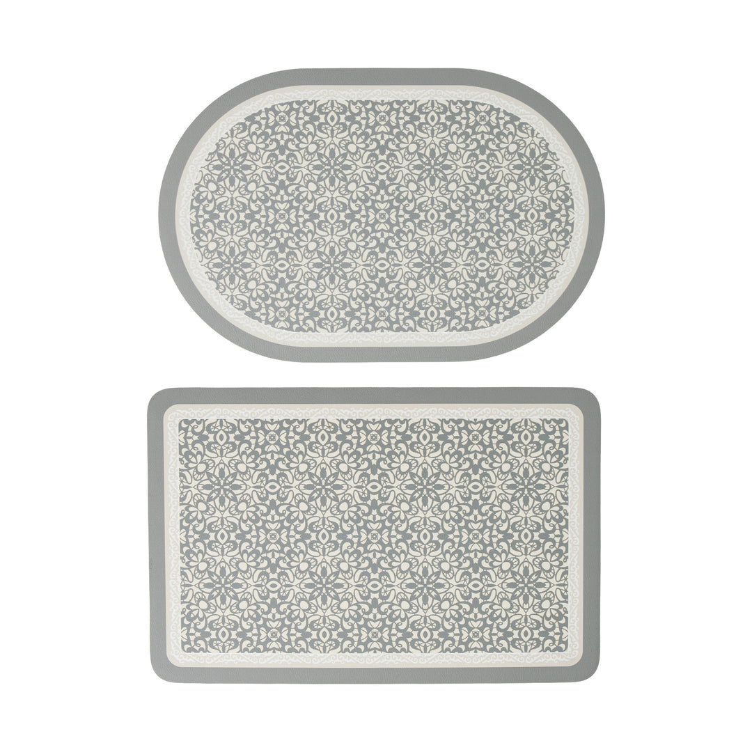 Bathroom Mat Set with non-slip soft back underside and fine lace pattern look
