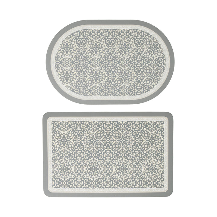 Bathroom Mat Set with non-slip soft back underside and fine lace pattern look